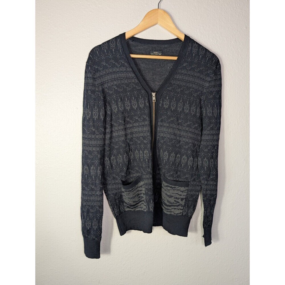 Allsaints Art Aztec‎ Full Zip Cardigan Medium Cashmere Silk